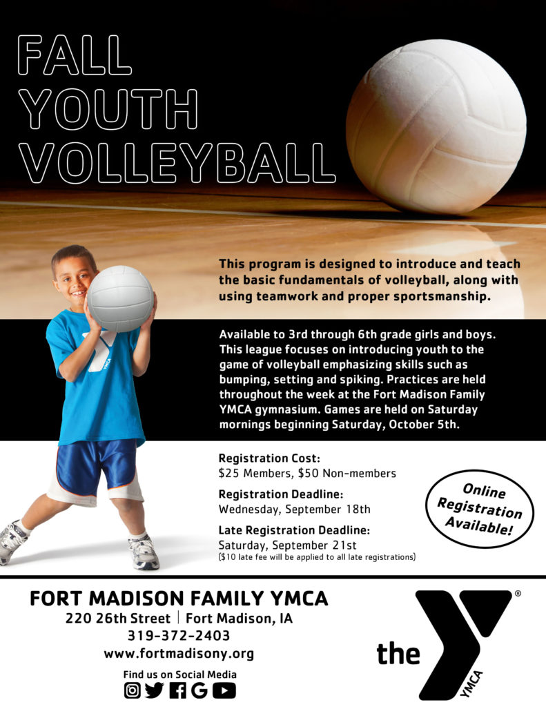 Fall Youth Volleyball FORT MADISON FAMILY YMCA